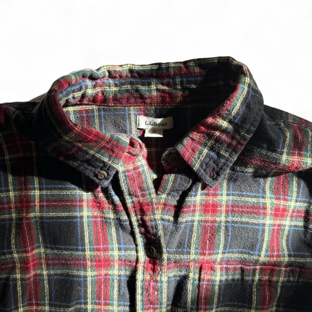 LL Bean Plaid Flannel Longsleeves Shirt Women's 100% Cotton Sz Medium - Picture 7 of 9